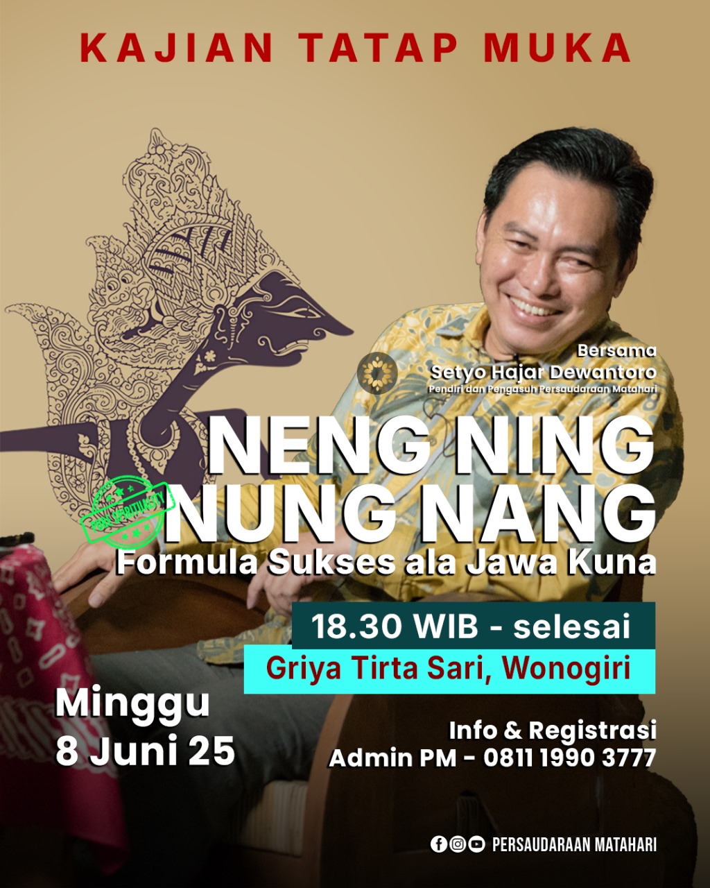 Kajian Tatap Muka NENG NING NUNG NANG – Formula Sukses Ala Jawa Kuna
